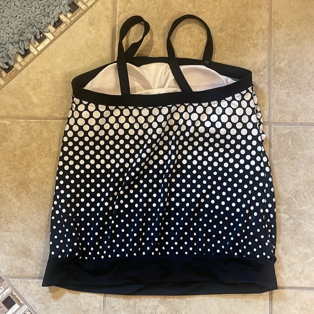 Black and White Polka Dot Tankini Set Maxine of Hollywood Plus Size - Picture 3 of 15